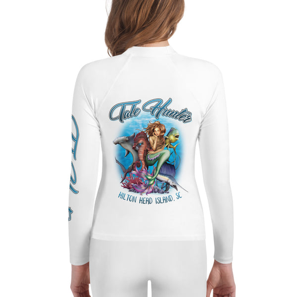 Mermaid, Great White Shark & Seahorse youth rash guard 8-20