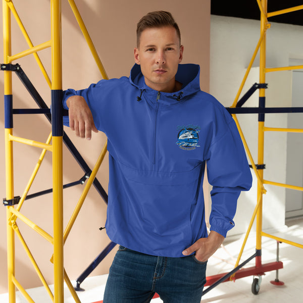 Blue Marlin and Mako Shark Embroidered Champion Packable Jacket