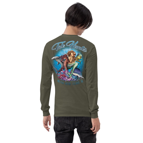 Mermaid, Hammerhead Shark and Mahi-Mahi Mens Long Sleeve T-Shirt