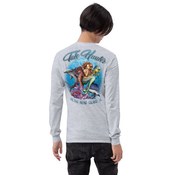 Mermaid, Hammerhead Shark and Mahi-Mahi Mens Long Sleeve T-Shirt