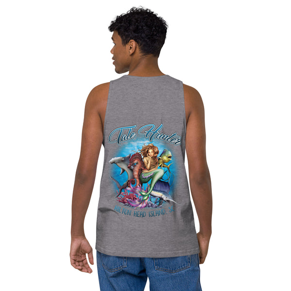 Mermaid, Hammerhead Shark & Seahorse Men’s premium tank top