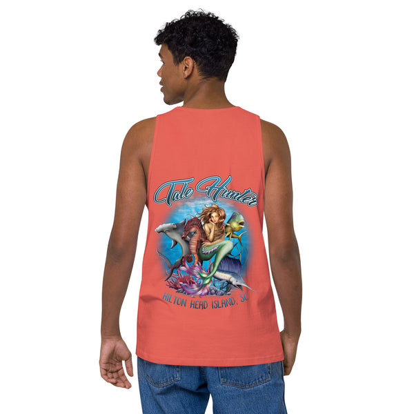 Mermaid, Hammerhead Shark & Seahorse Men’s premium tank top