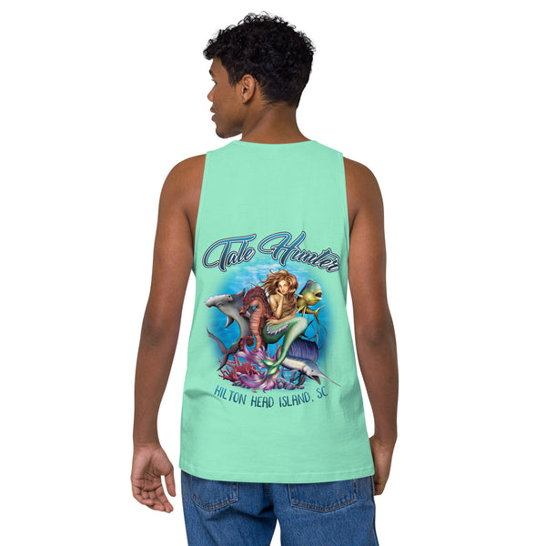 Mermaid, Hammerhead Shark & Seahorse Men’s premium tank top