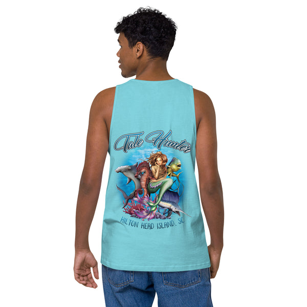 Mermaid, Hammerhead Shark & Seahorse Men’s premium tank top