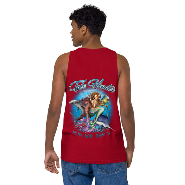 Mermaid, Hammerhead Shark & Seahorse Men’s premium tank top