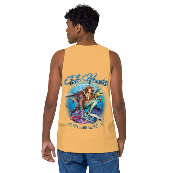 Mermaid, Hammerhead Shark & Seahorse Men’s premium tank top