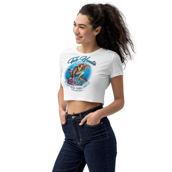 Mermaid, Great White Shark & Seahorse Organic Crop Top