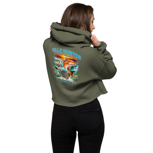 Redfish, Trout & Flounder Fishing Crop Hoodie