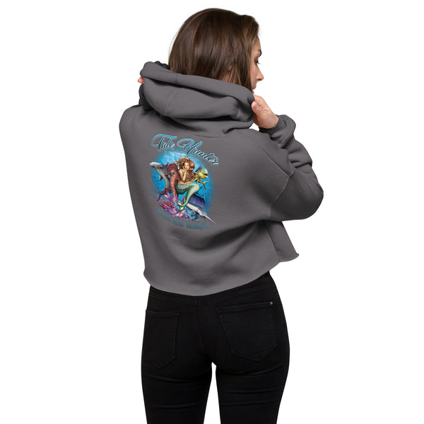 Hammerhead Shark & Mermaid Fishing Crop Hoodie