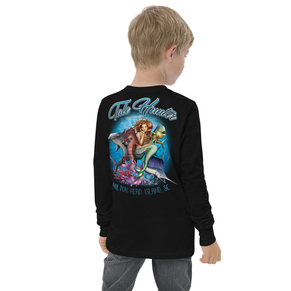 Mermaid, Great White Shark & Seahorse Youth long sleeve tee