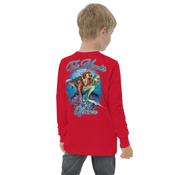 Mermaid, Great White Shark & Seahorse Youth long sleeve tee