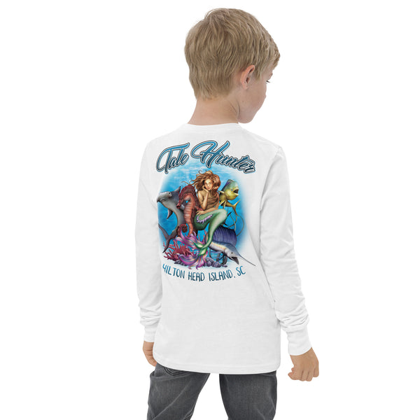 Mermaid, Great White Shark & Seahorse Youth long sleeve tee